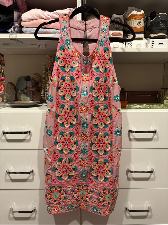 Anthropologie Dresses & Skirts - Anthropologie Pink Floral Embroidered Mini Dress